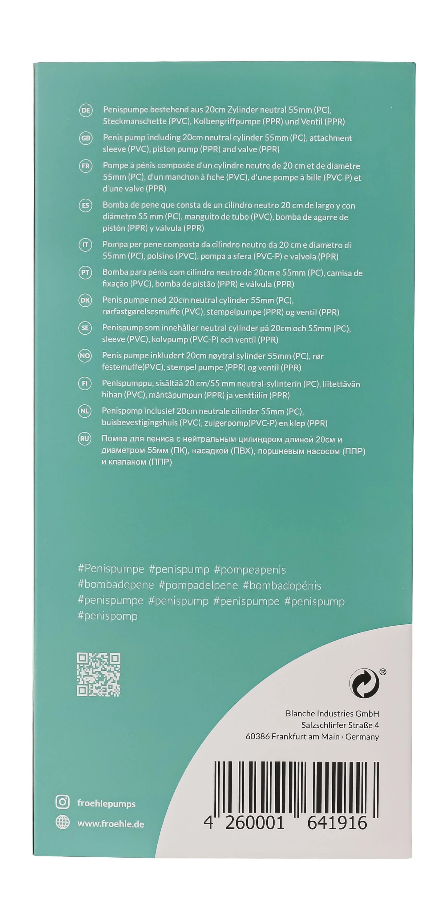 Frohle Penis Pump L Professional Kit PP004