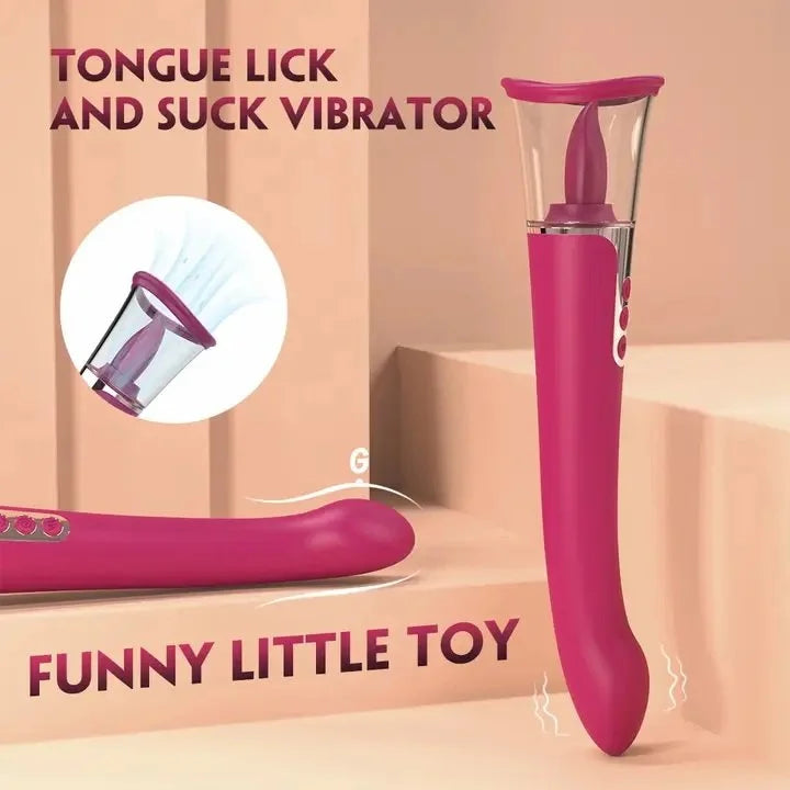 Emily Tongue Sucking Licking Pussy Pump Vibrator Dual Ends
