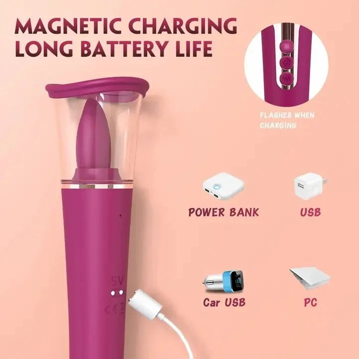 Emily Tongue Sucking Licking Pussy Pump Vibrator Dual Ends