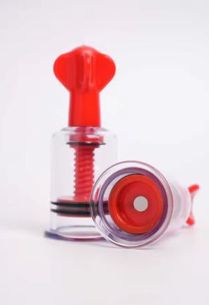 Twist & Shout Nipple Suckers (Rotary Screw Style Vacuum Suction Cylinder) Black, White & Red