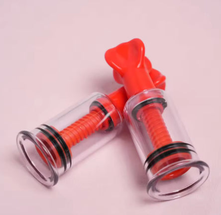Twist & Shout Nipple Suckers (Rotary Screw Style Vacuum Suction Cylinder) Black, White & Red