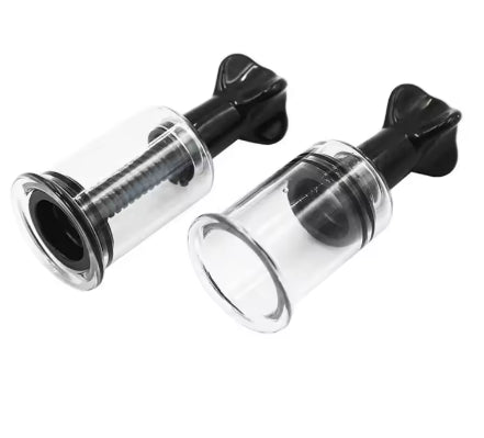 Twist & Shout Nipple Suckers (Rotary Screw Style Vacuum Suction Cylinder) Black, White & Red