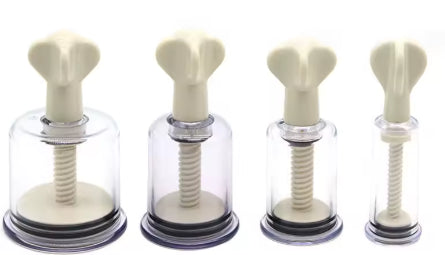 Twist & Shout Nipple Suckers (Rotary Screw Style Vacuum Suction Cylinder) Black, White & Red