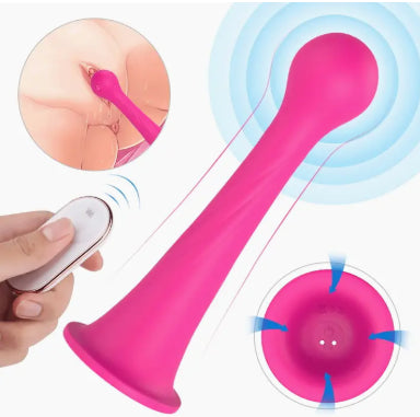 The Pink Pawn G-Spot Suction Cup Base Vibrator Massage Wand - Cordless Remote Control / Rechargeable