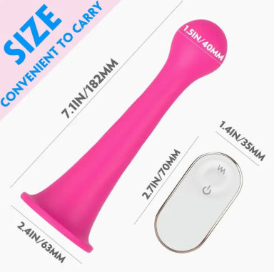 The Pink Pawn G-Spot Suction Cup Base Vibrator Massage Wand - Cordless Remote Control / Rechargeable