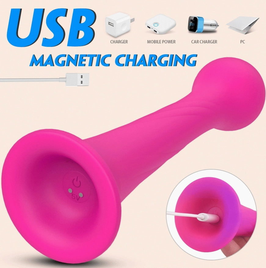 The Pink Pawn G-Spot Suction Cup Base Vibrator Massage Wand - Cordless Remote Control / Rechargeable