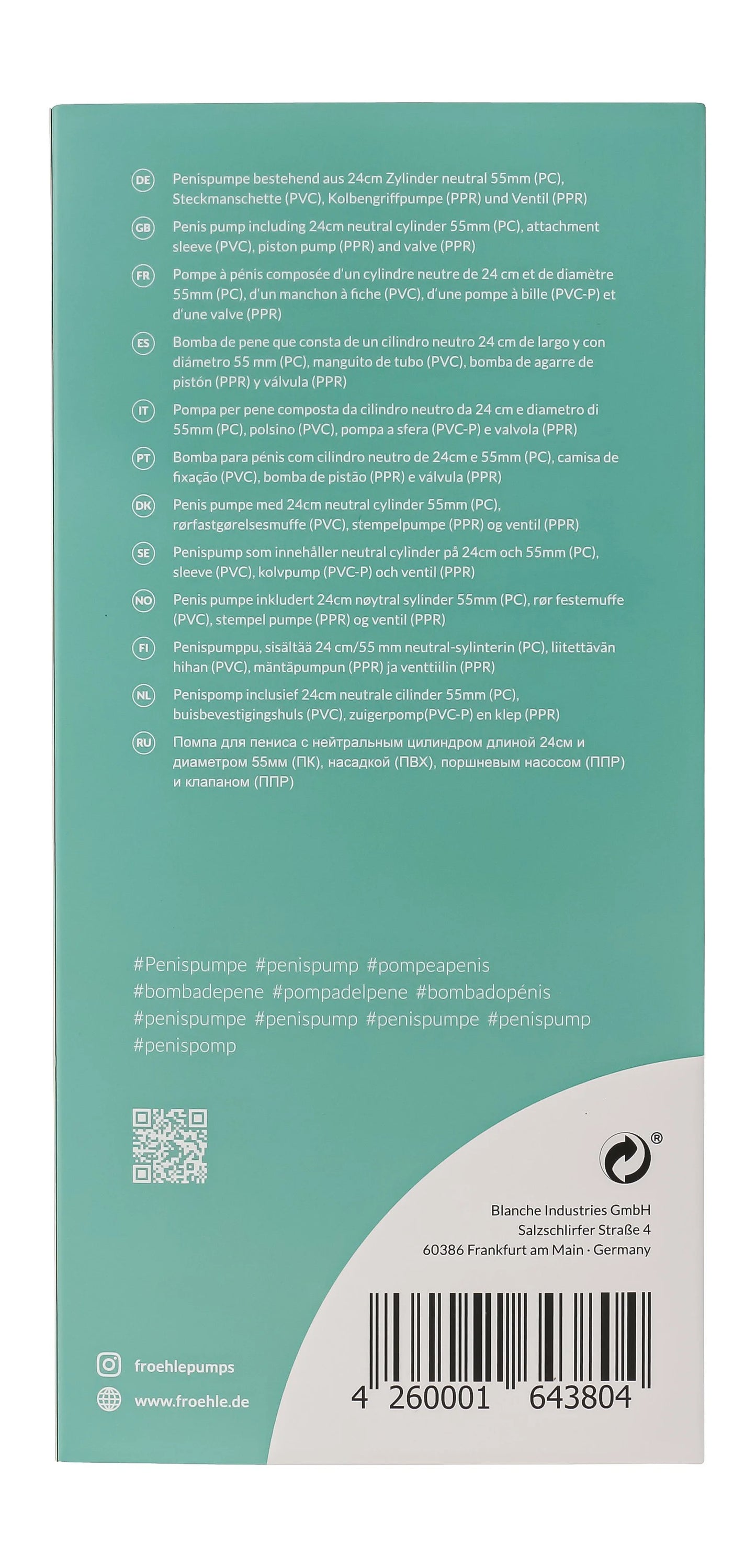 Frohle Penis Pump Kit XL Professional PP006