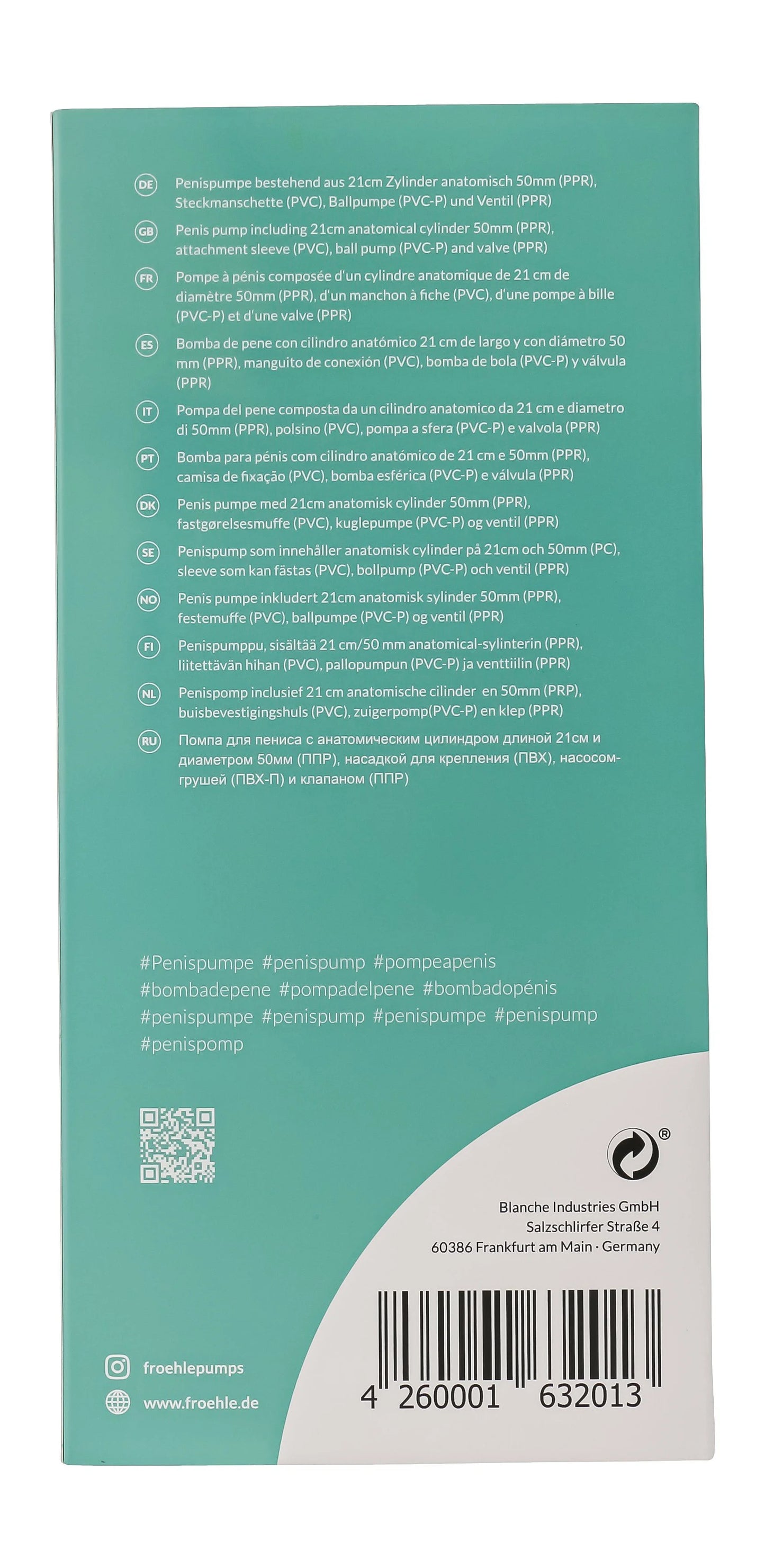 Frohle Anatomical Shape Penis Pump Kit PP009